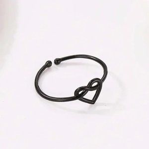 Black Heart Knot Cuff Ring
